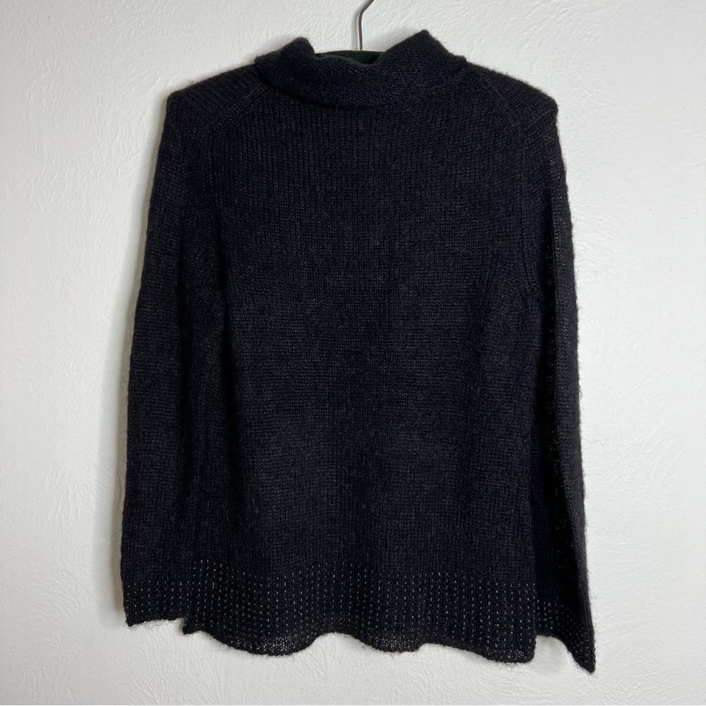 Vintage Episode Dark Gray Wool Blend Embellished Hem Semi Sheer Sweater Size M